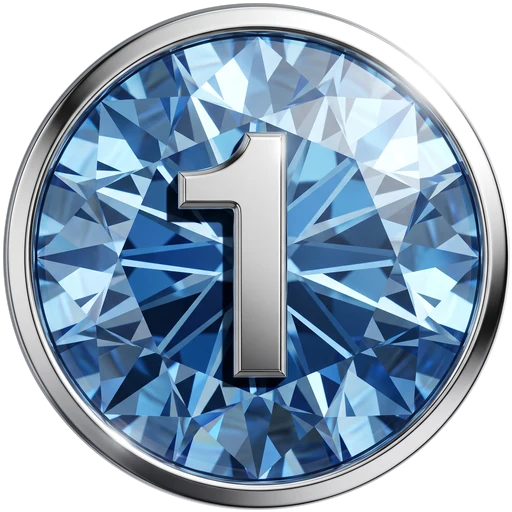 Das Day-One-Abzeichen: ein blauer Brillant mit einer Eins